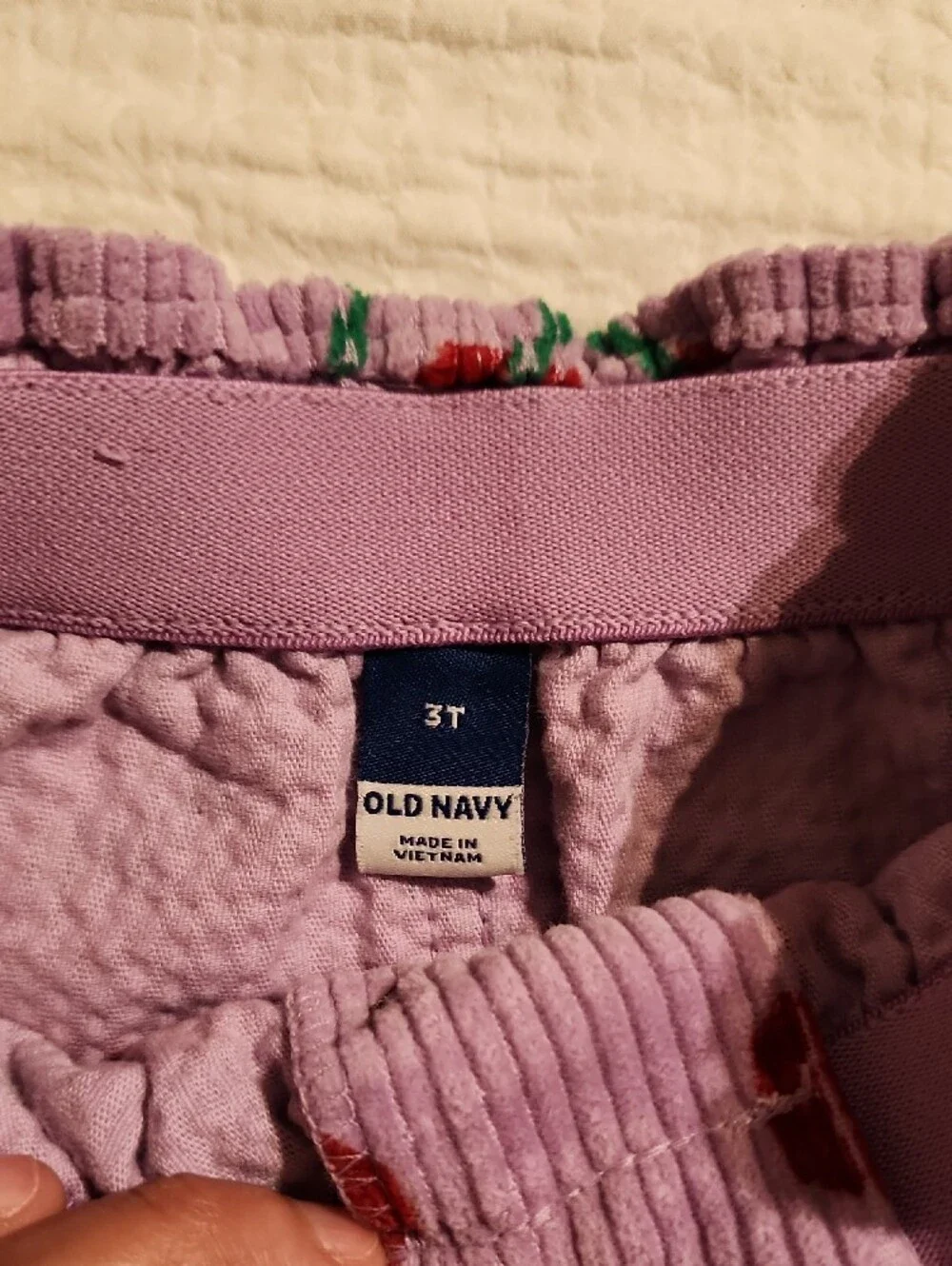 Old Navy Purple Corduroy Skirt with Cherry Print